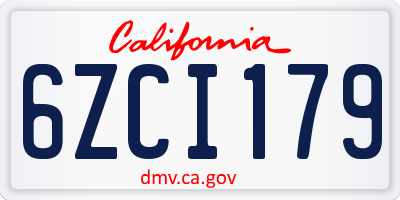 CA license plate 6ZCI179