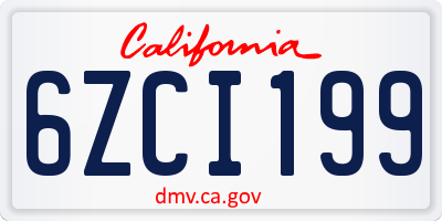 CA license plate 6ZCI199