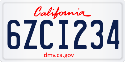 CA license plate 6ZCI234