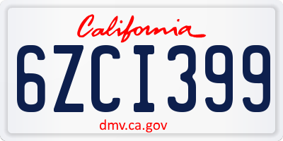 CA license plate 6ZCI399