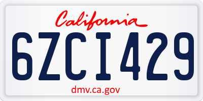 CA license plate 6ZCI429