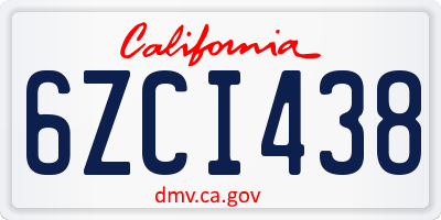 CA license plate 6ZCI438