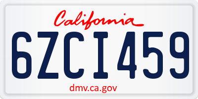 CA license plate 6ZCI459