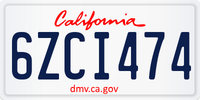 CA license plate 6ZCI474