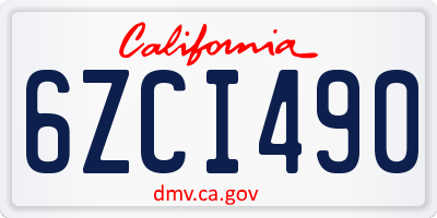 CA license plate 6ZCI490