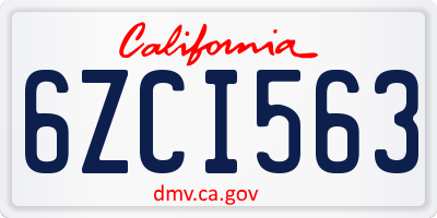 CA license plate 6ZCI563