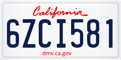 CA license plate 6ZCI581