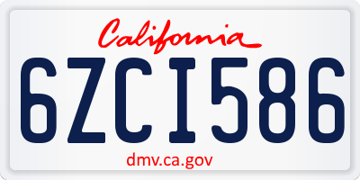 CA license plate 6ZCI586