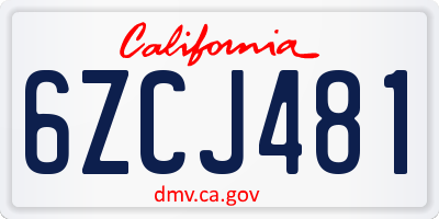 CA license plate 6ZCJ481