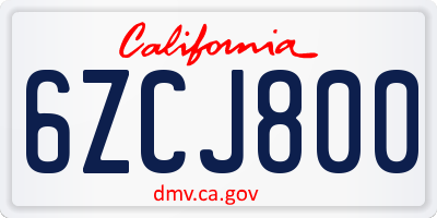 CA license plate 6ZCJ800