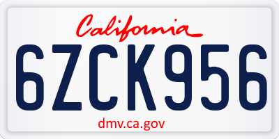 CA license plate 6ZCK956