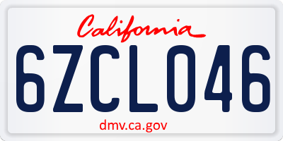 CA license plate 6ZCL046