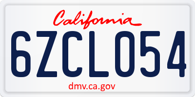 CA license plate 6ZCL054