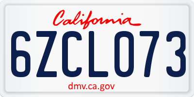 CA license plate 6ZCL073