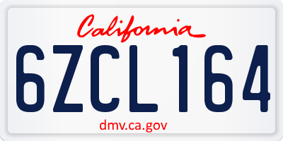 CA license plate 6ZCL164