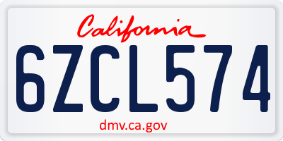 CA license plate 6ZCL574