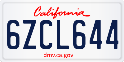 CA license plate 6ZCL644