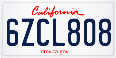 CA license plate 6ZCL808