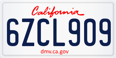 CA license plate 6ZCL909