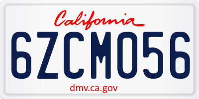 CA license plate 6ZCM056