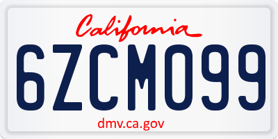 CA license plate 6ZCM099