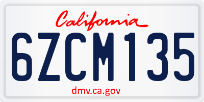 CA license plate 6ZCM135