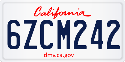CA license plate 6ZCM242