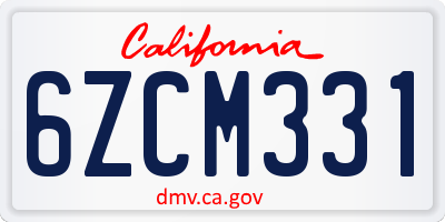 CA license plate 6ZCM331