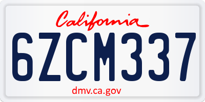CA license plate 6ZCM337