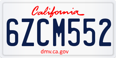 CA license plate 6ZCM552