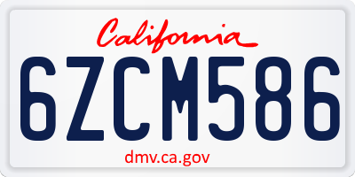 CA license plate 6ZCM586