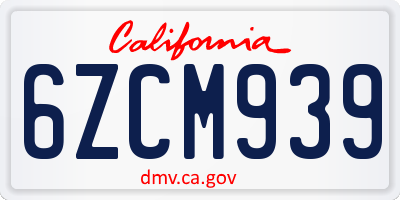CA license plate 6ZCM939