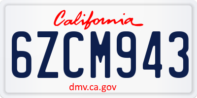 CA license plate 6ZCM943