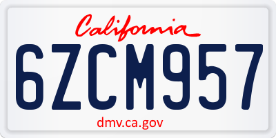 CA license plate 6ZCM957