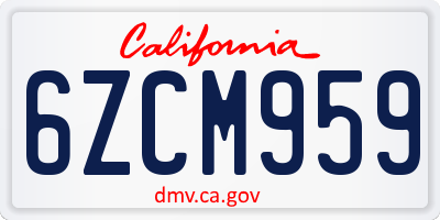 CA license plate 6ZCM959