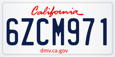 CA license plate 6ZCM971