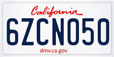 CA license plate 6ZCN050