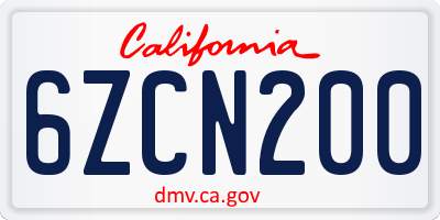 CA license plate 6ZCN200