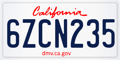 CA license plate 6ZCN235