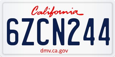 CA license plate 6ZCN244