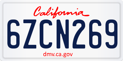 CA license plate 6ZCN269