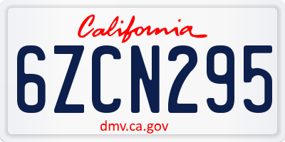 CA license plate 6ZCN295