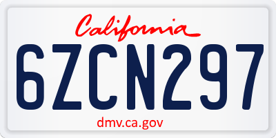 CA license plate 6ZCN297