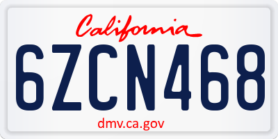 CA license plate 6ZCN468