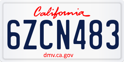 CA license plate 6ZCN483