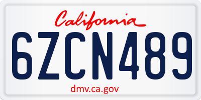 CA license plate 6ZCN489