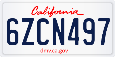 CA license plate 6ZCN497