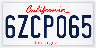 CA license plate 6ZCP065