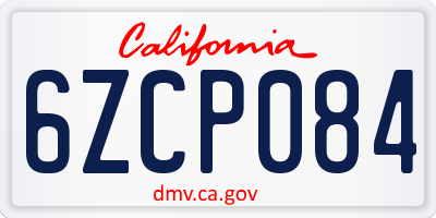 CA license plate 6ZCP084