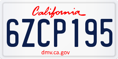 CA license plate 6ZCP195